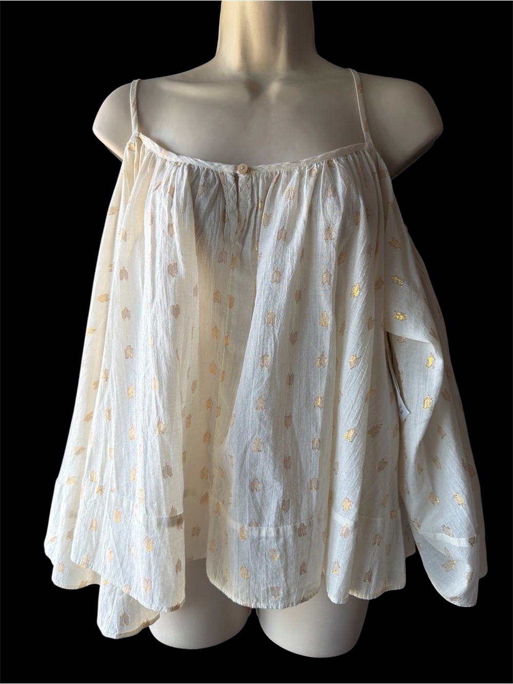 Ralph Lauren Cream Top with Gold Foil Dot Accents